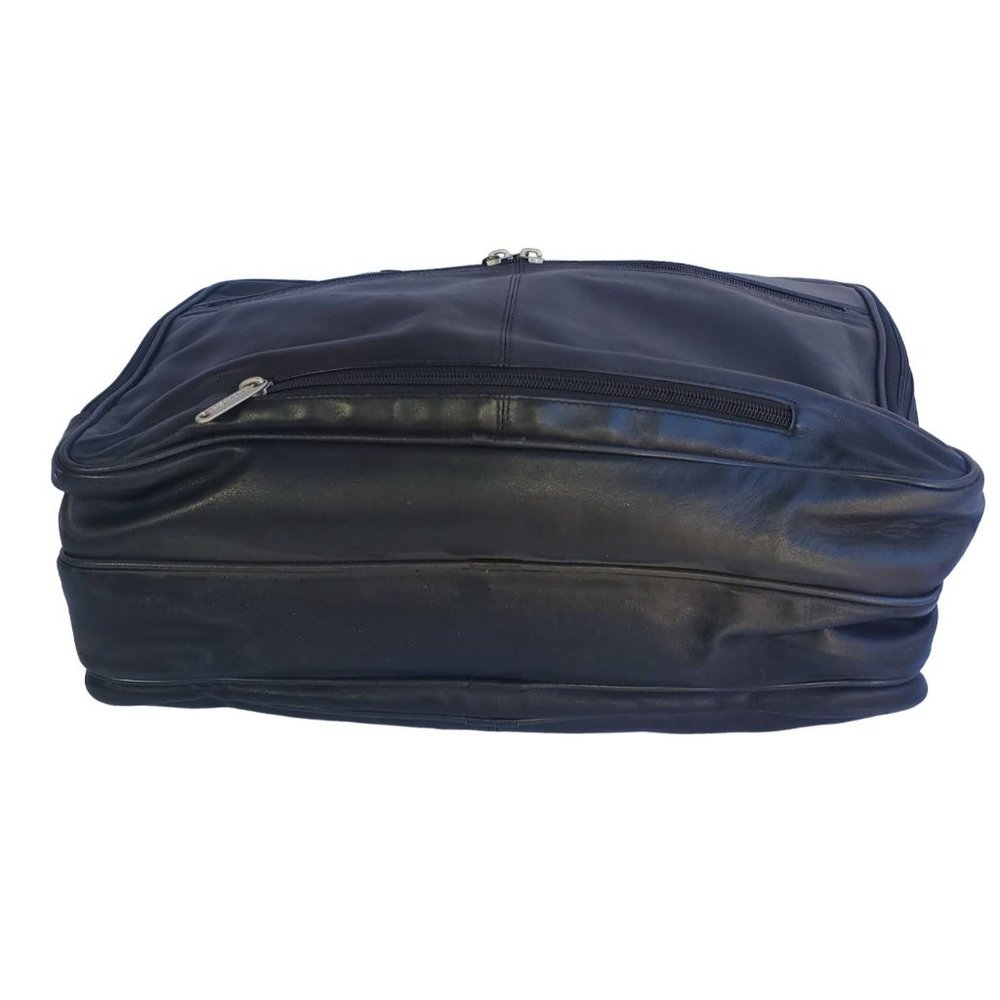 Black Leather ALDA Briefcase Satchel Laptop Bag Messenger Preacher Attorney - Picture 7 of 8